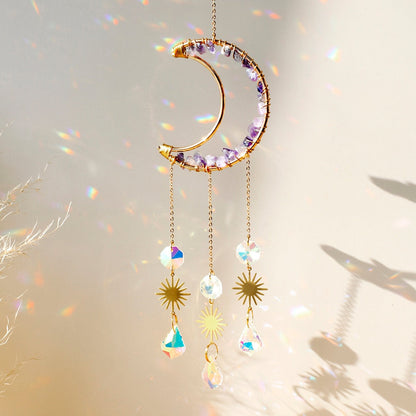 Sparkling Crystal Moon Window Decor