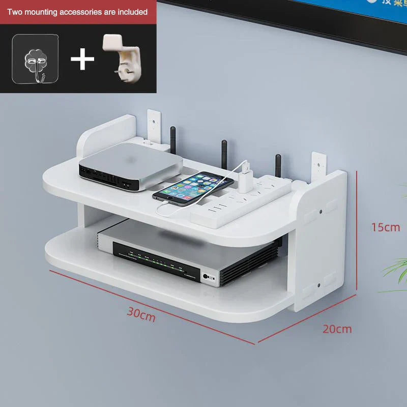 Internet Router Corner Shelf Wireless Router Shelf with Hidden Cable Management – Fesara