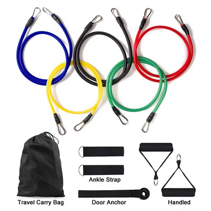 Home Gym 11pc Resistance Band Exercise Kit with Bag