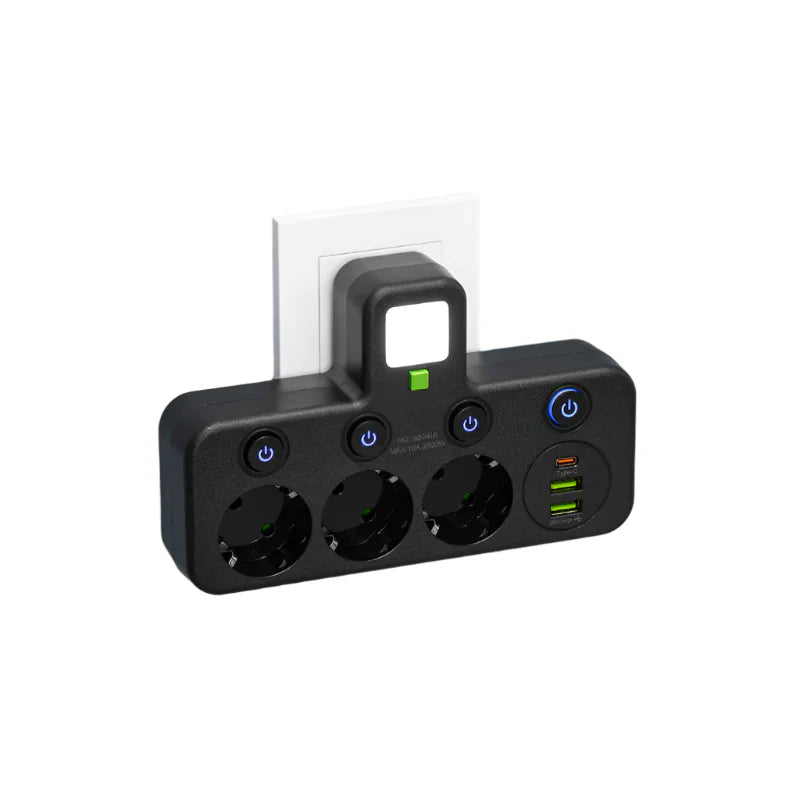 Powerful 4 Socket Surge Protector with USB and Type C