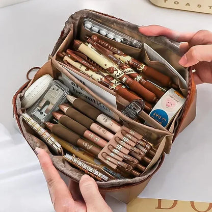 Clear Pencil Case with 10 Pockets