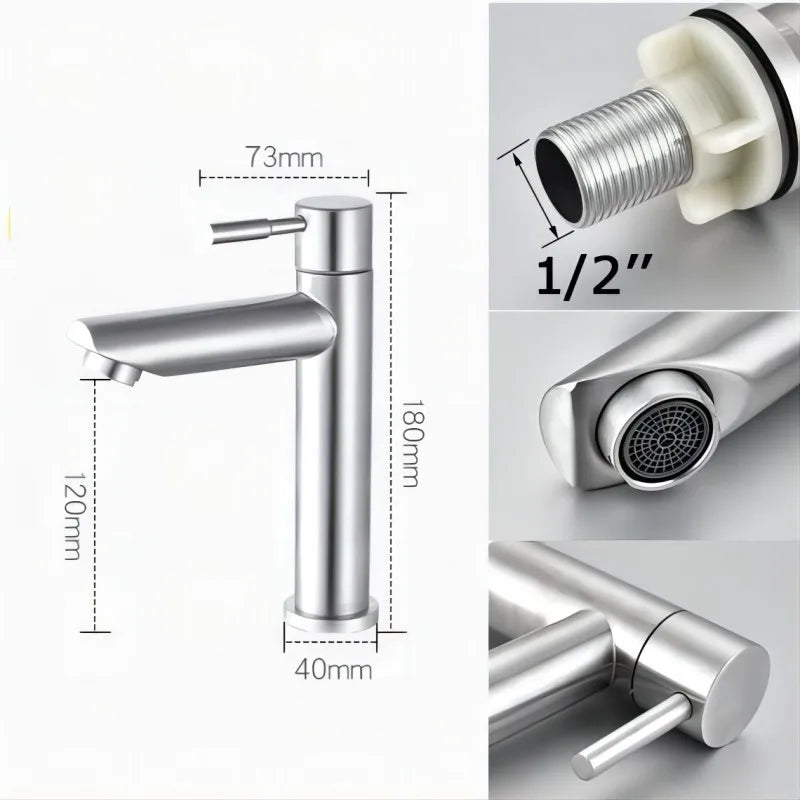 Modern Premium Stainless Steel Bathroom Sink Faucet
