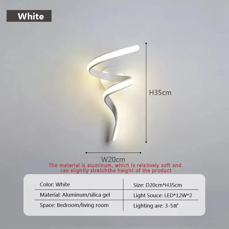 Modern LED Spiral Wall Light For Bedroom & Living Room