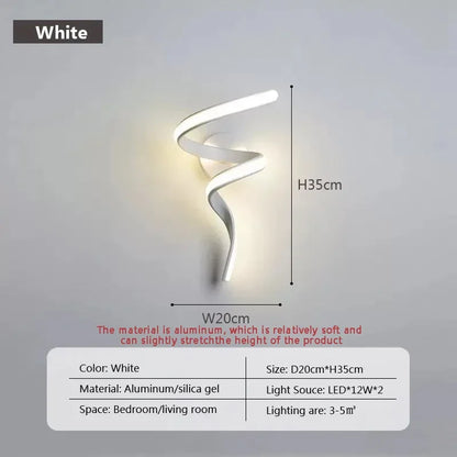 Modern LED Spiral Wall Light For Bedroom & Living Room