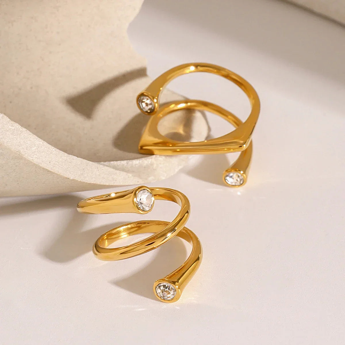 Unique Triple Layer Diamond Accent Ring Set