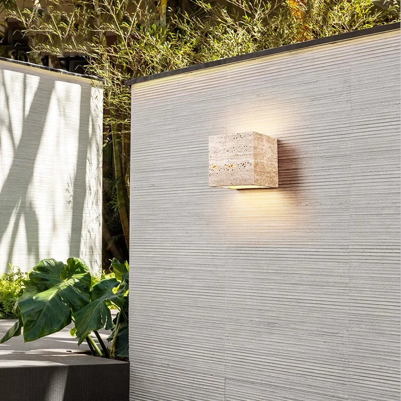 Simple Stone Outdoor LED Wall Sconce Light
