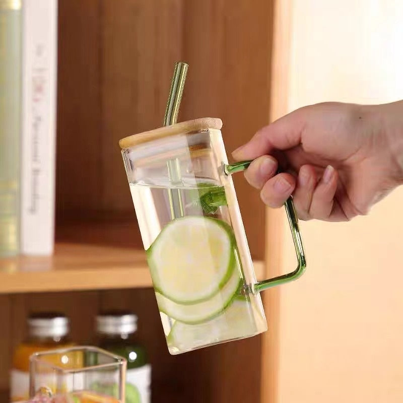 Big Square Travel Mug with Lid and Straw