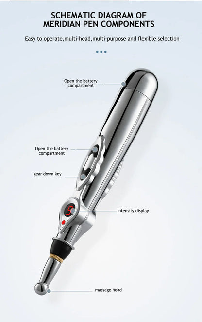 Professional Acupuncture Massage Pen - 5 Interchangeable Heads