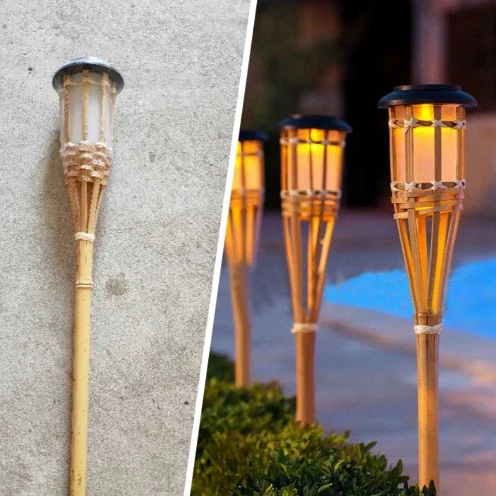 Outdoor Solar Powered Garden Torch Lights Set