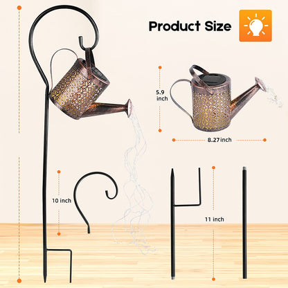 Solar Powered Outdoor Patio Watering Can Lamp