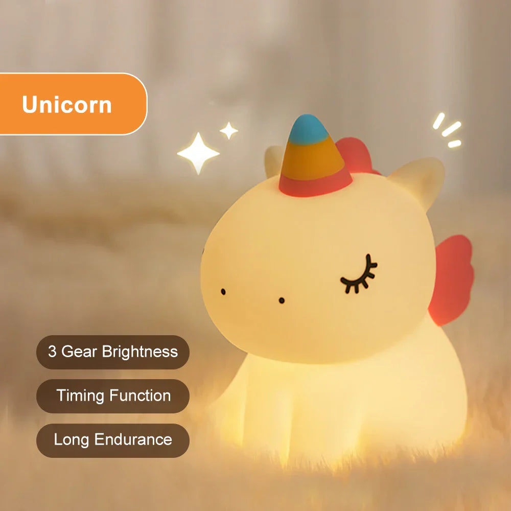 Colorful Unicorn LED Nightlight Soft Silicone USB
