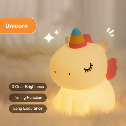 Colorful Unicorn LED Nightlight Soft Silicone USB