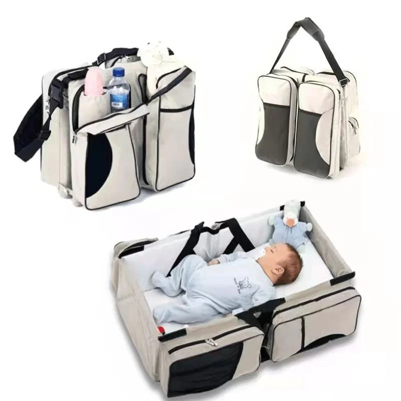 Portable Baby Travel Bed with Storage - Foldable Cot