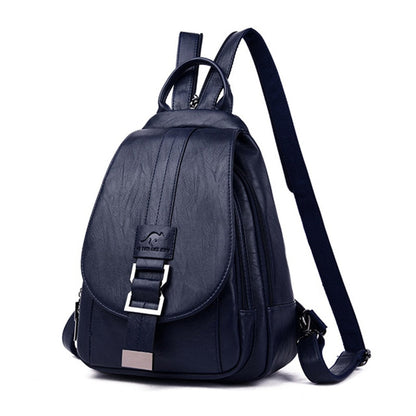 Secure Leather Ladies Backpack - Genuine Soft Sheepskin Rucksack