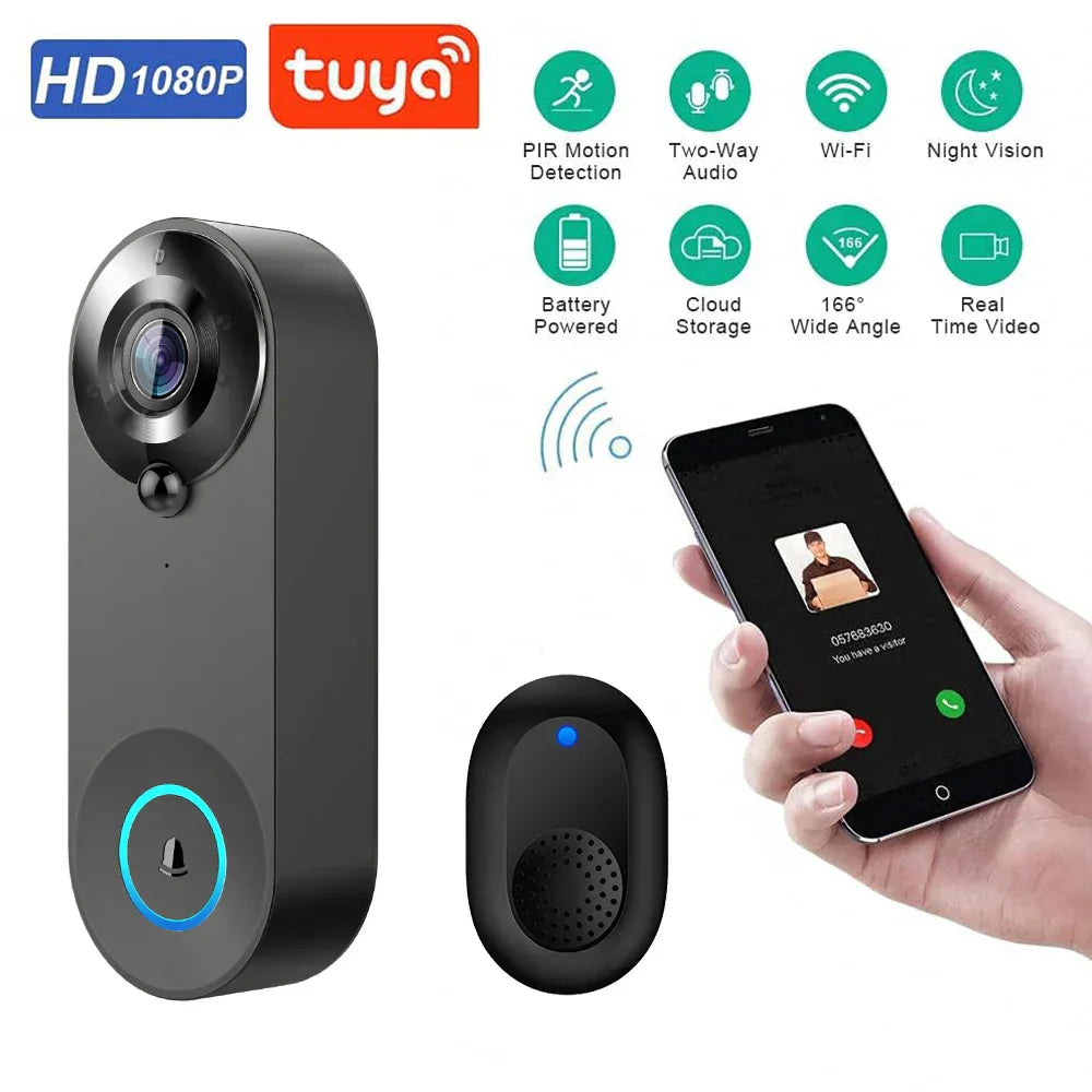 Wireless Smart Doorbell Camera 1080P HD Motion Alert