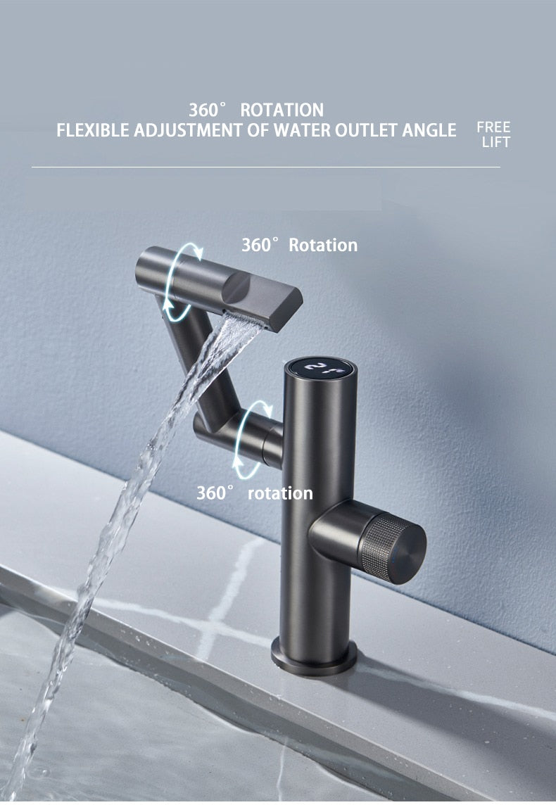 Contemporary Automatic Rotating Waterfall Kitchen Faucet