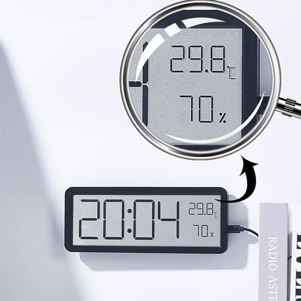 Big LED Digital Clock with Temp and Humidity