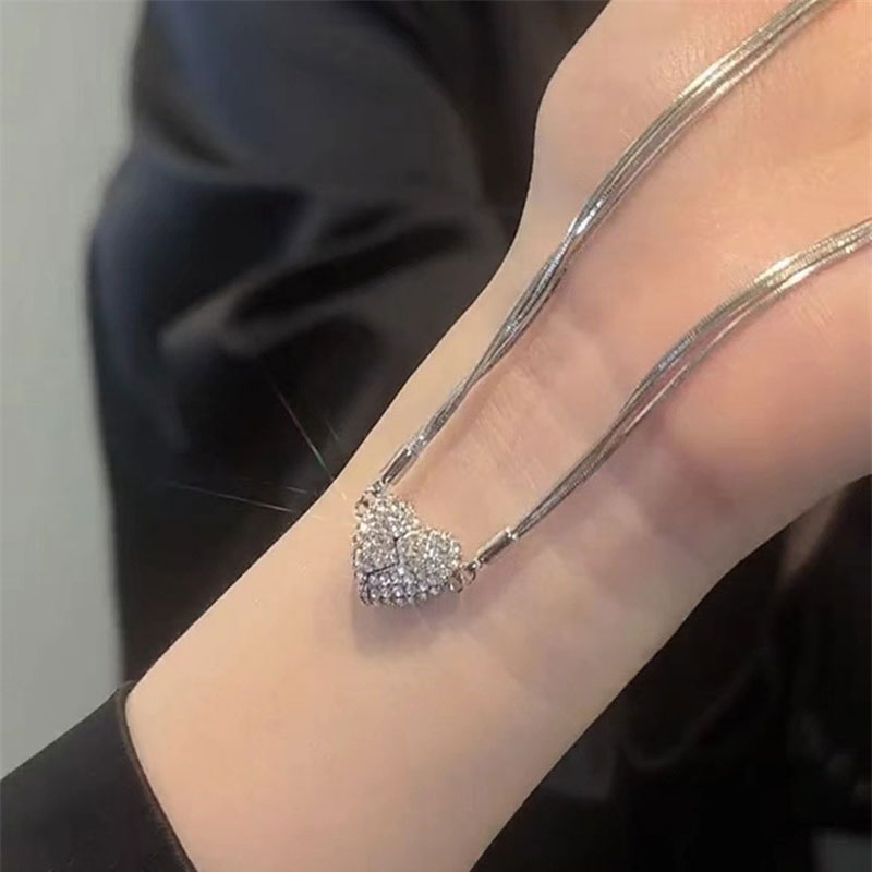 Sparkling Crystal Heart Magnetic Locket Necklace
