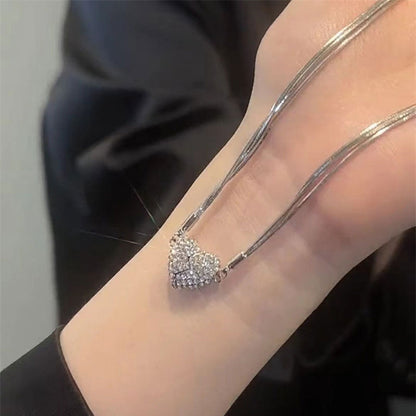 Sparkling Crystal Heart Magnetic Locket Necklace