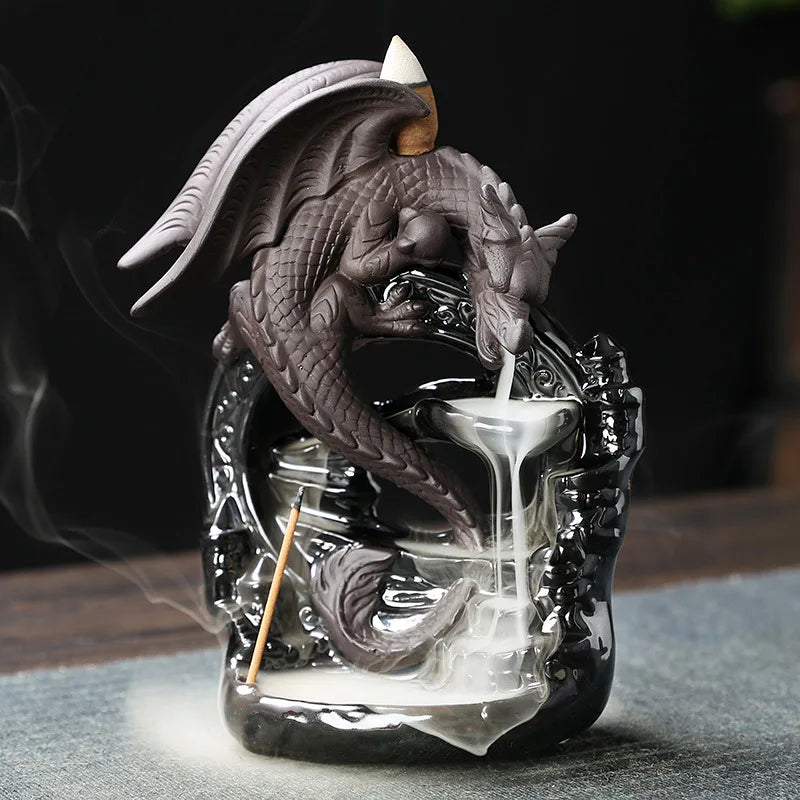 Dragon Ceramic Incense Burner Backflow Design for Home