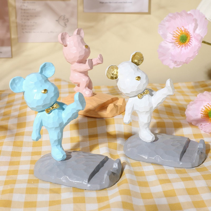 Cute Mini Martial Arts Bear Phone Holder