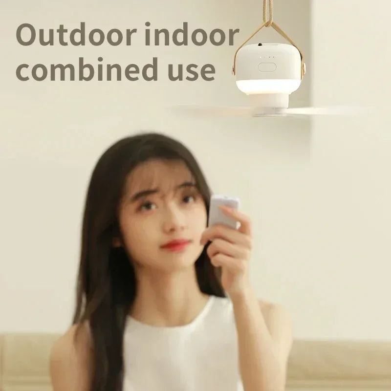 Portable Rechargeable Ceiling Fan with LED Light