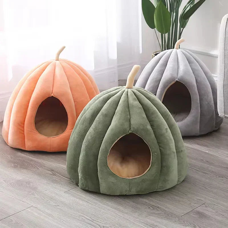 Soft Plush Cat Bed – Warm & Washable Kitty Hut - Fesara