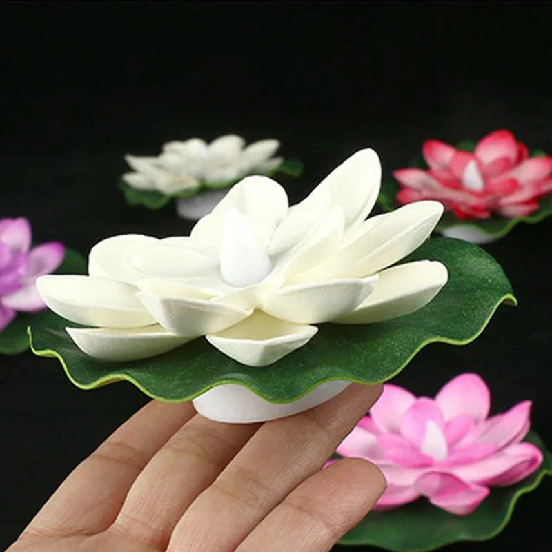 Floating Flower Pool Lamp with LED Sensor Light