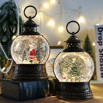 Traditional Christmas Snow Globe Lamp with LED Lights