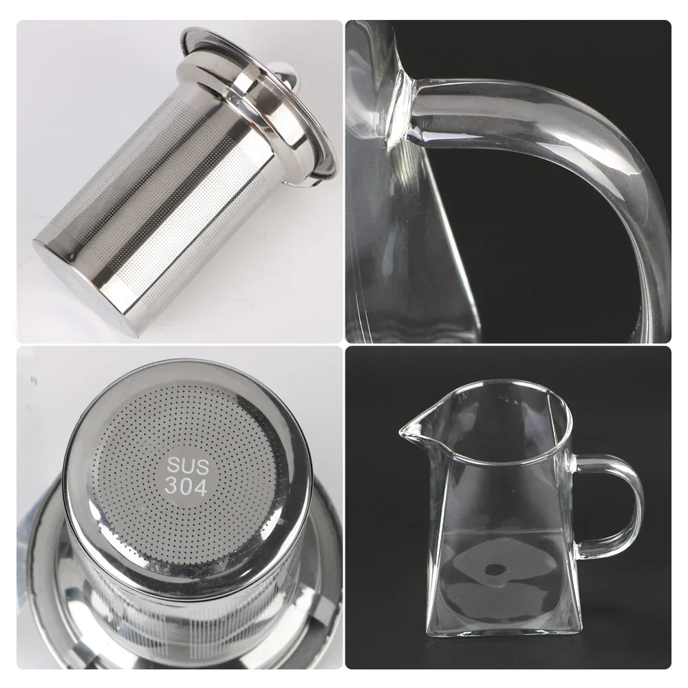 Clear Glass Teapot with Metal Infuser, 550/750/950ml