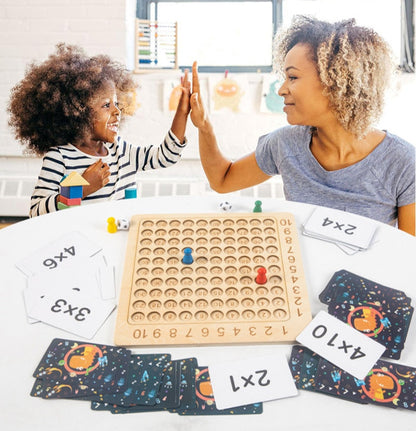 Educational Wooden Math Board Game with Flashcards