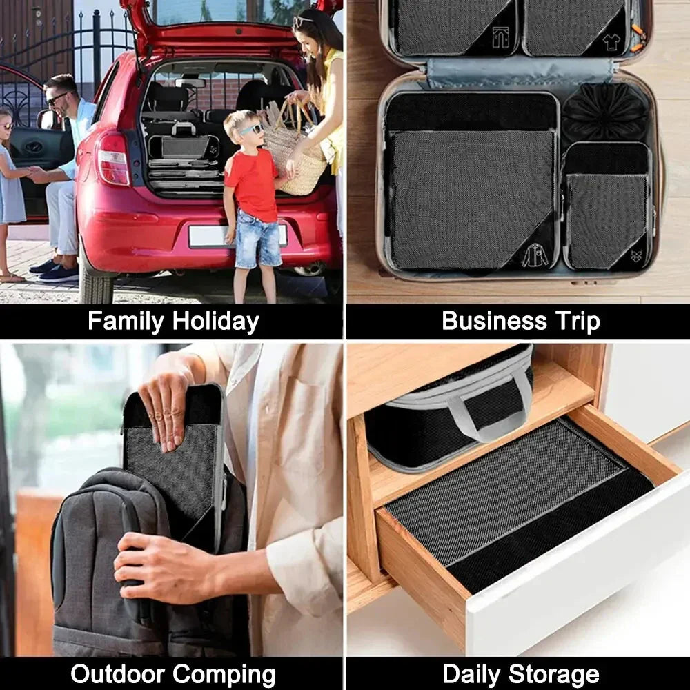 Compact Travel Packing Cubes Set Waterproof Bags