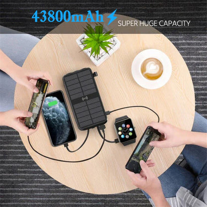 Portable Solar Power Bank 43800mAh Fast Charger