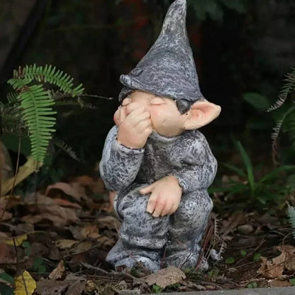 Comical Garden Gnome Statue Resin Decor