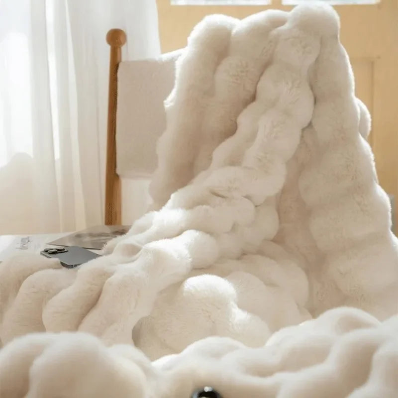 Soft Plush Reversible Throw Blanket Home Decor