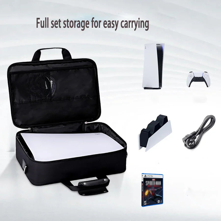 Durable PS5 Travel Bag with Shoulder Strap & Storage Pockets