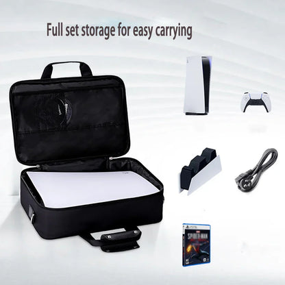 Durable PS5 Travel Bag with Shoulder Strap & Storage Pockets