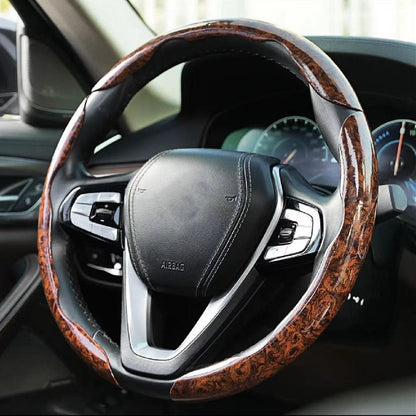 GripMax | Anti-Slip Wooden Pattern Steering Wheel Cover