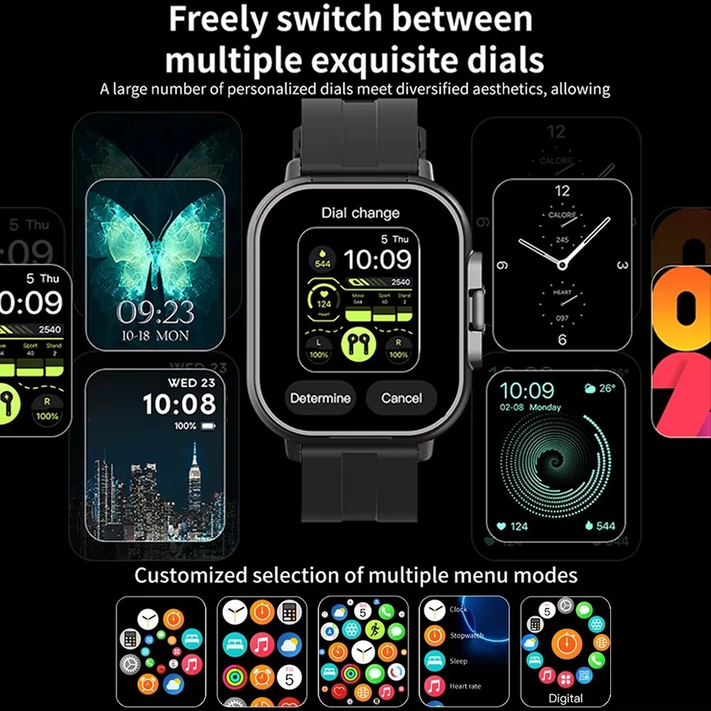 Compact Smart Watch with Bluetooth and Fitness Tracking