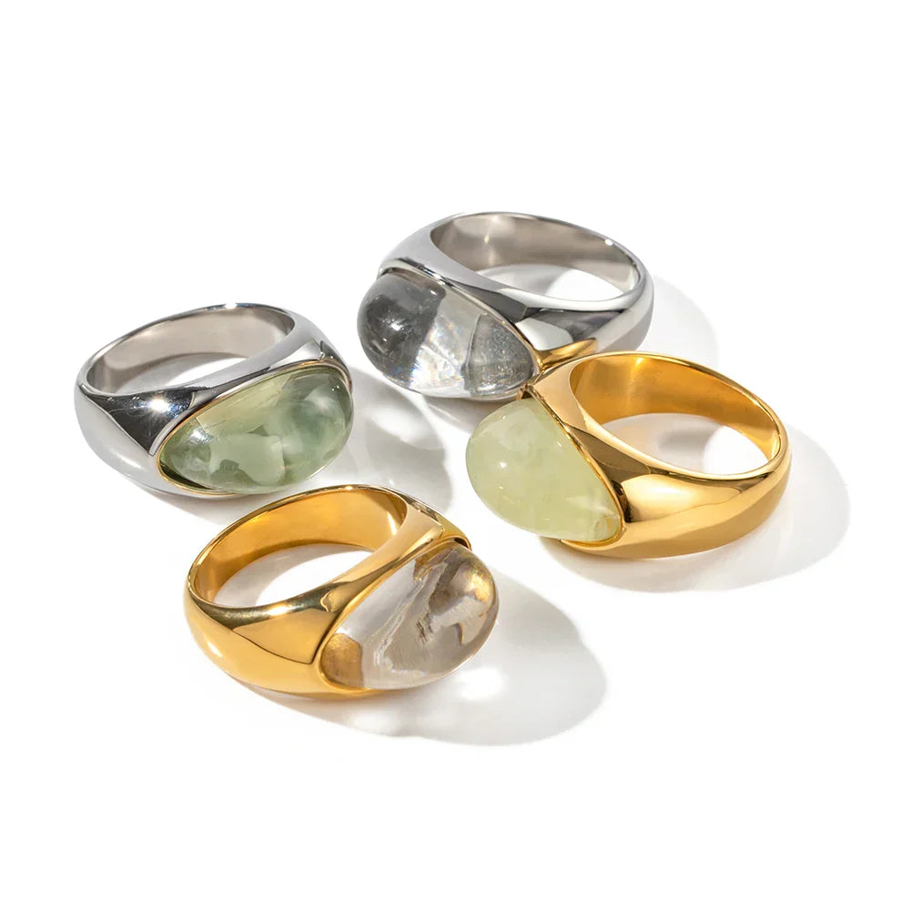 Bold Oval Gemstone Stack Ring