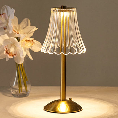 Elegant Glass Table Lamp with Warm Gold Lighting