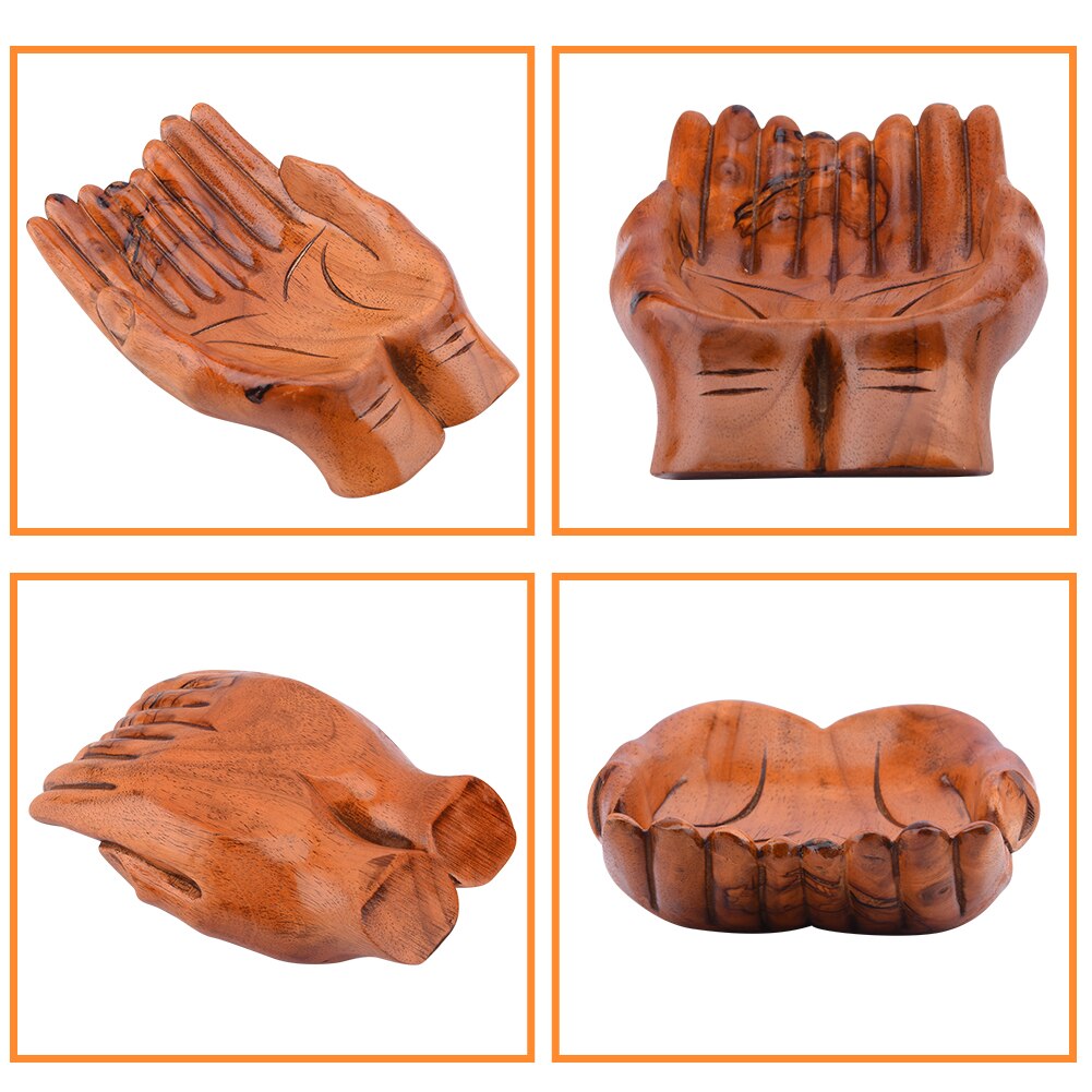 Handcrafted Wooden Prayer Hands Candy Dish Home Decoration
