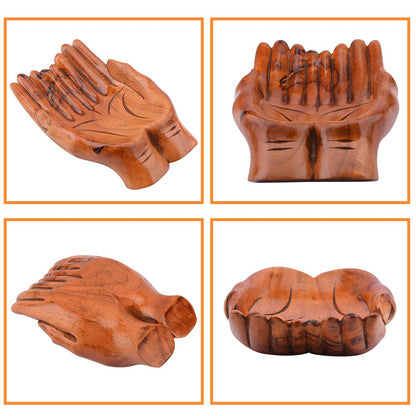 Handcrafted Wooden Prayer Hands Candy Dish Home Decoration