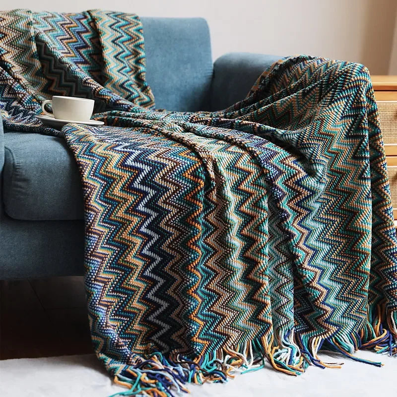 Cozy Fringe Throw Blanket Rustic Red Soft Plush