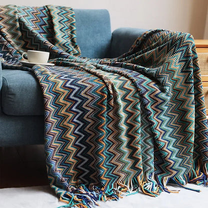 Cozy Fringe Throw Blanket Rustic Red Soft Plush