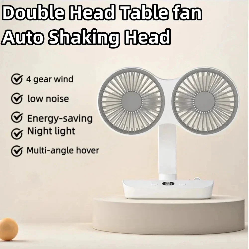 Portable Rechargeable Table Fan with LED Display