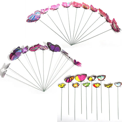 Vibrant Garden Butterfly Decor Set of 10 Water Resistant Stakes