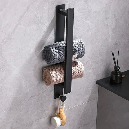 Stylish Wall Mounted Towel Holder in Silver and Black - Fesara