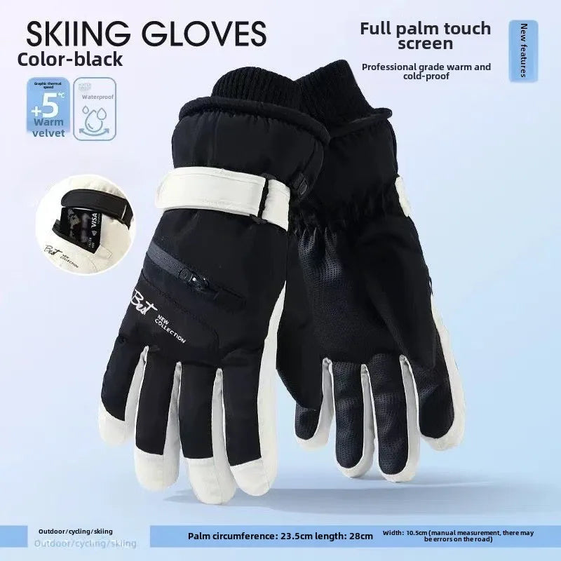 Warm Waterproof Ski Gloves with Touchscreen Fingers