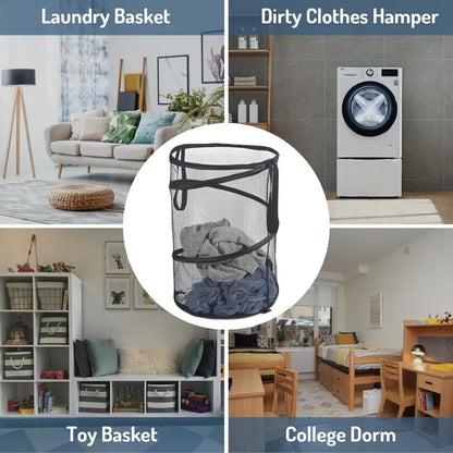 Portable Folding Laundry Hamper with Mesh Panels